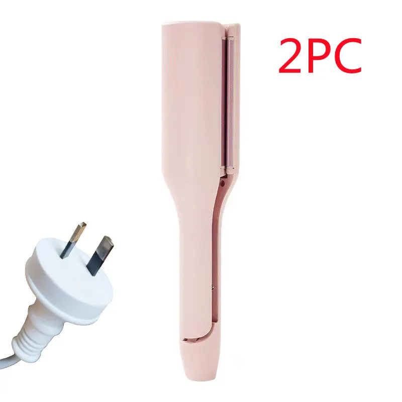 32mm deep wave hair curling iron in pink with 4 temperature settings and negative ion technology