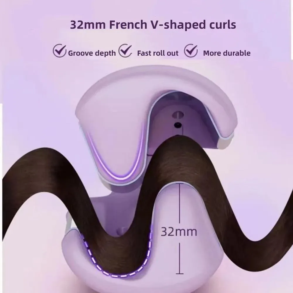32mm deep wave hair curling iron in pink with 4 temperature settings and negative ion technology