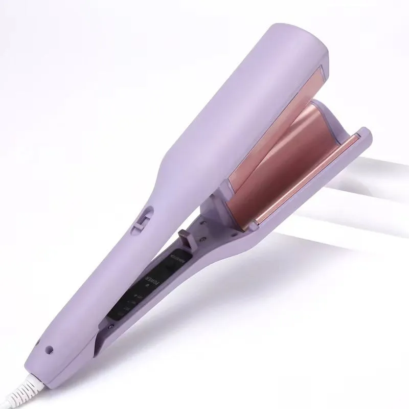 32mm deep wave hair curling iron in pink with 4 temperature settings and negative ion technology