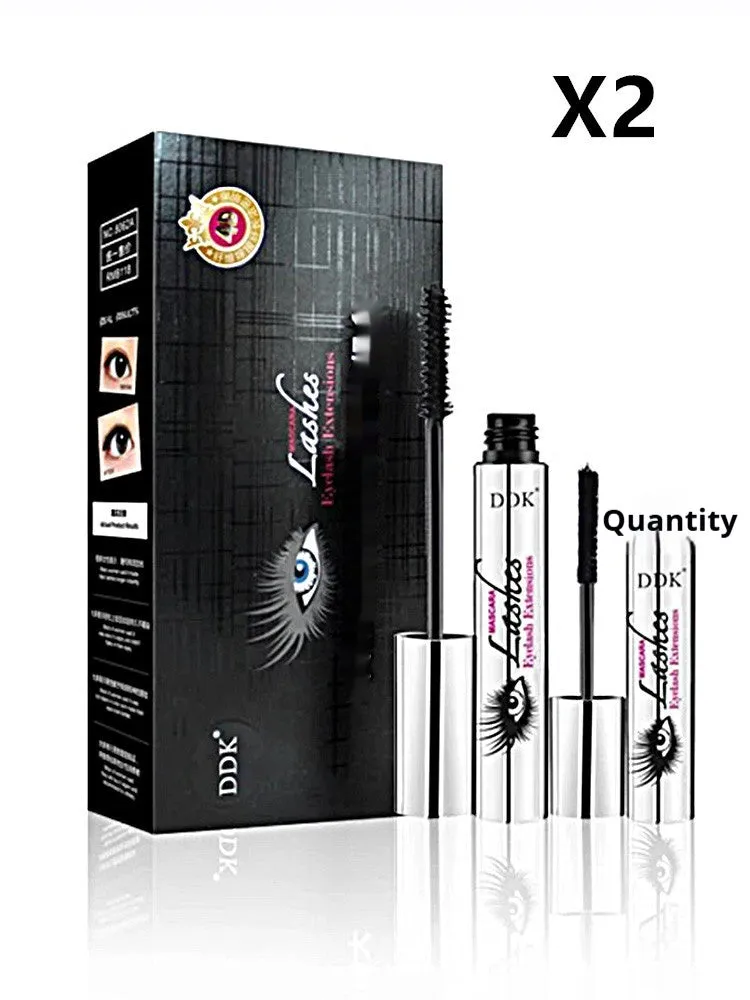 Waterproof rolling mascara tube in black with rotating brush for flake-free, long-lasting lashes