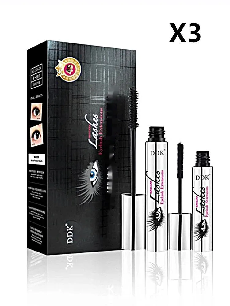 Waterproof rolling mascara tube in black with rotating brush for flake-free, long-lasting lashes