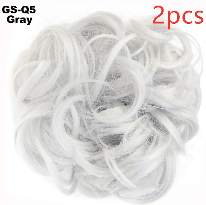 Fluffy drawstring curly hair bun ring set in 1B style with chemical fibre construction, popular in Europe Japan South Korea for women