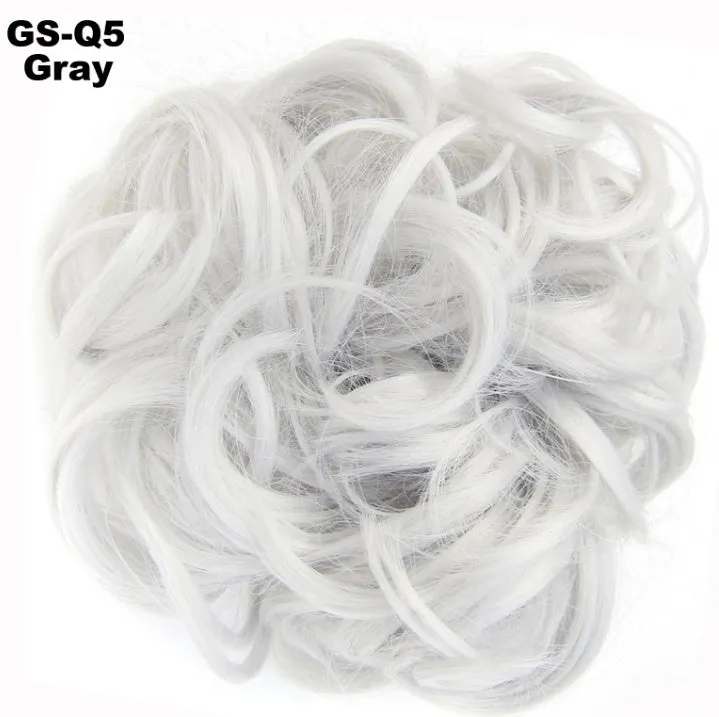 Fluffy drawstring curly hair bun ring set in 1B style with chemical fibre construction, popular in Europe Japan South Korea for women