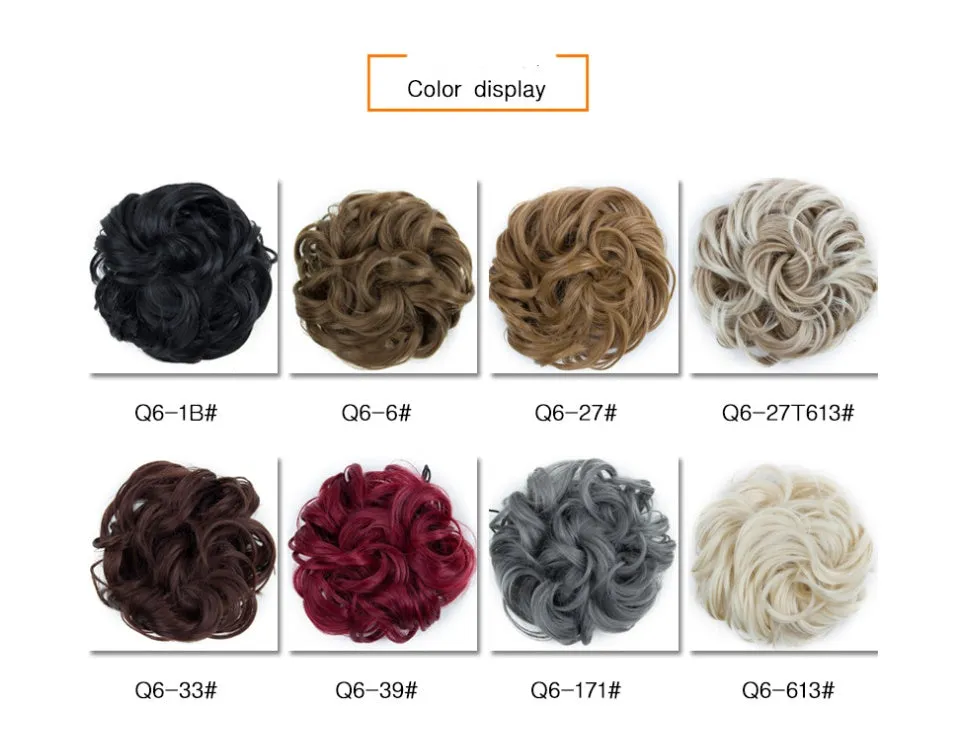 Fluffy drawstring curly hair bun ring set in 1B style with chemical fibre construction, popular in Europe Japan South Korea for women