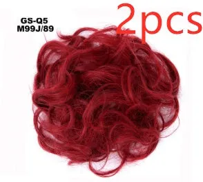 Fluffy drawstring curly hair bun ring set in 1B style with chemical fibre construction, popular in Europe Japan South Korea for women