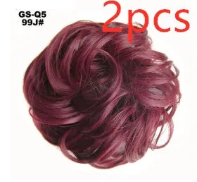 Fluffy drawstring curly hair bun ring set in 1B style with chemical fibre construction, popular in Europe Japan South Korea for women