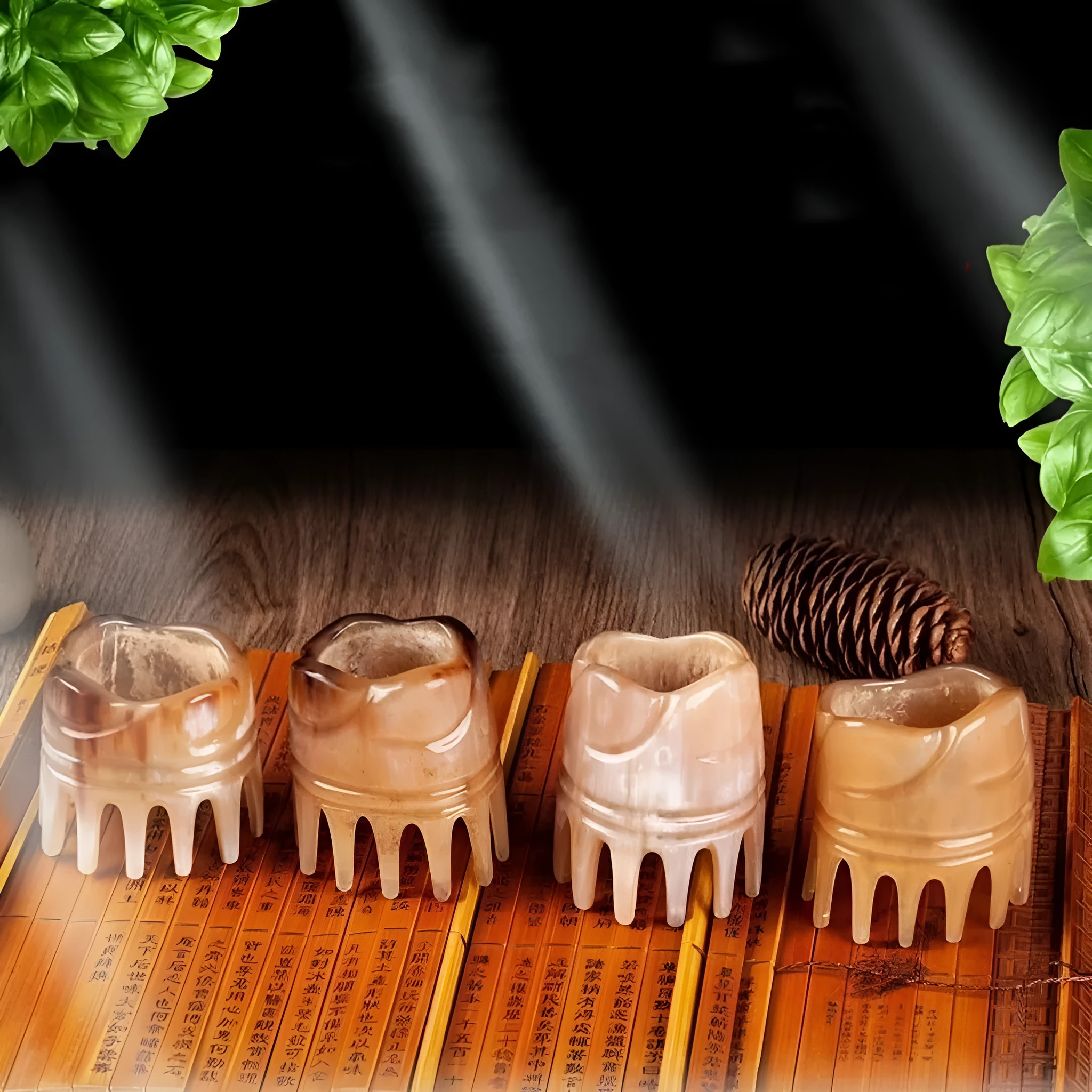 White buffalo horn hair comb with wide teeth design for women's hair care and scalp massage