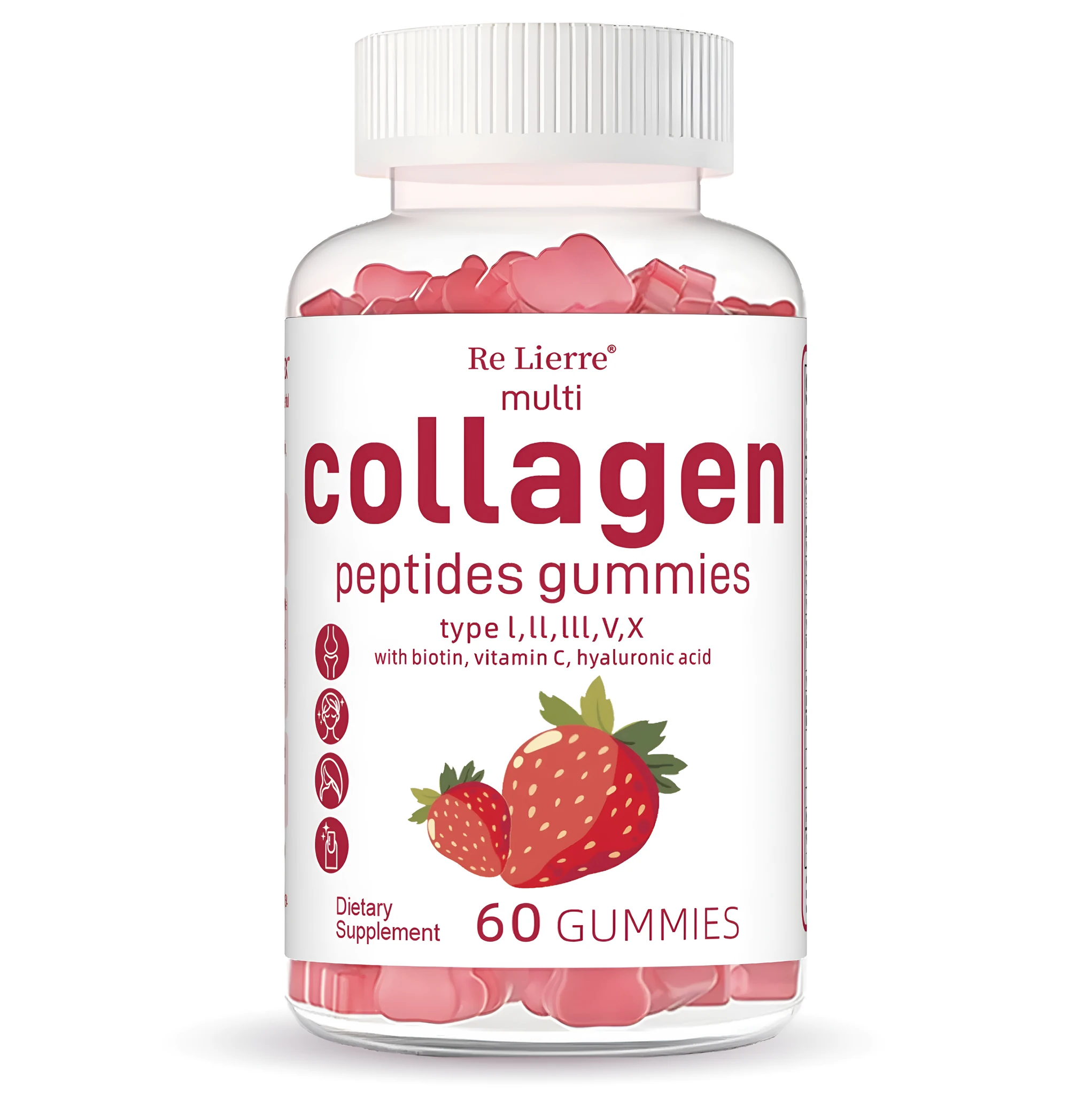 White Collagen Peptide Gummies dietary supplement for skin hair nails and joints