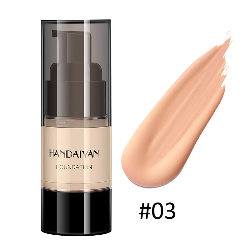 HANDAIYAN full cover liquid foundation bottle with waterproof and moisturising formula in eight colour options for dark skin