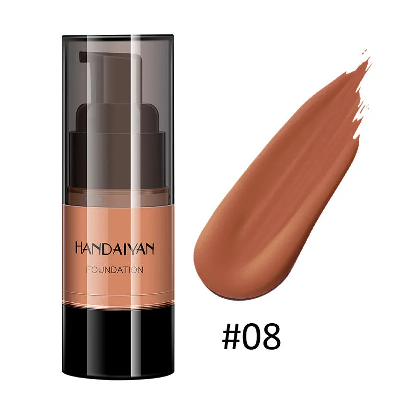 HANDAIYAN full cover liquid foundation bottle with waterproof and moisturising formula in eight colour options for dark skin