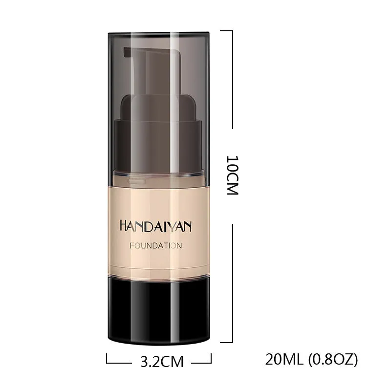 HANDAIYAN full cover liquid foundation bottle with waterproof and moisturising formula in eight colour options for dark skin