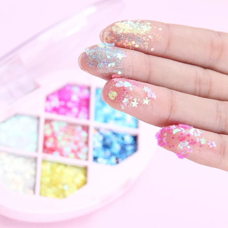 Face Jewels glitter eyeshadow gel cream in seven colours with aloe curry gum base, small portable jar