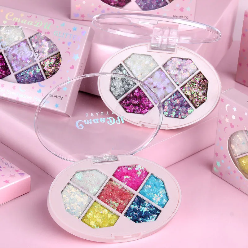 Face Jewels glitter eyeshadow gel cream in seven colours with aloe curry gum base, small portable jar
