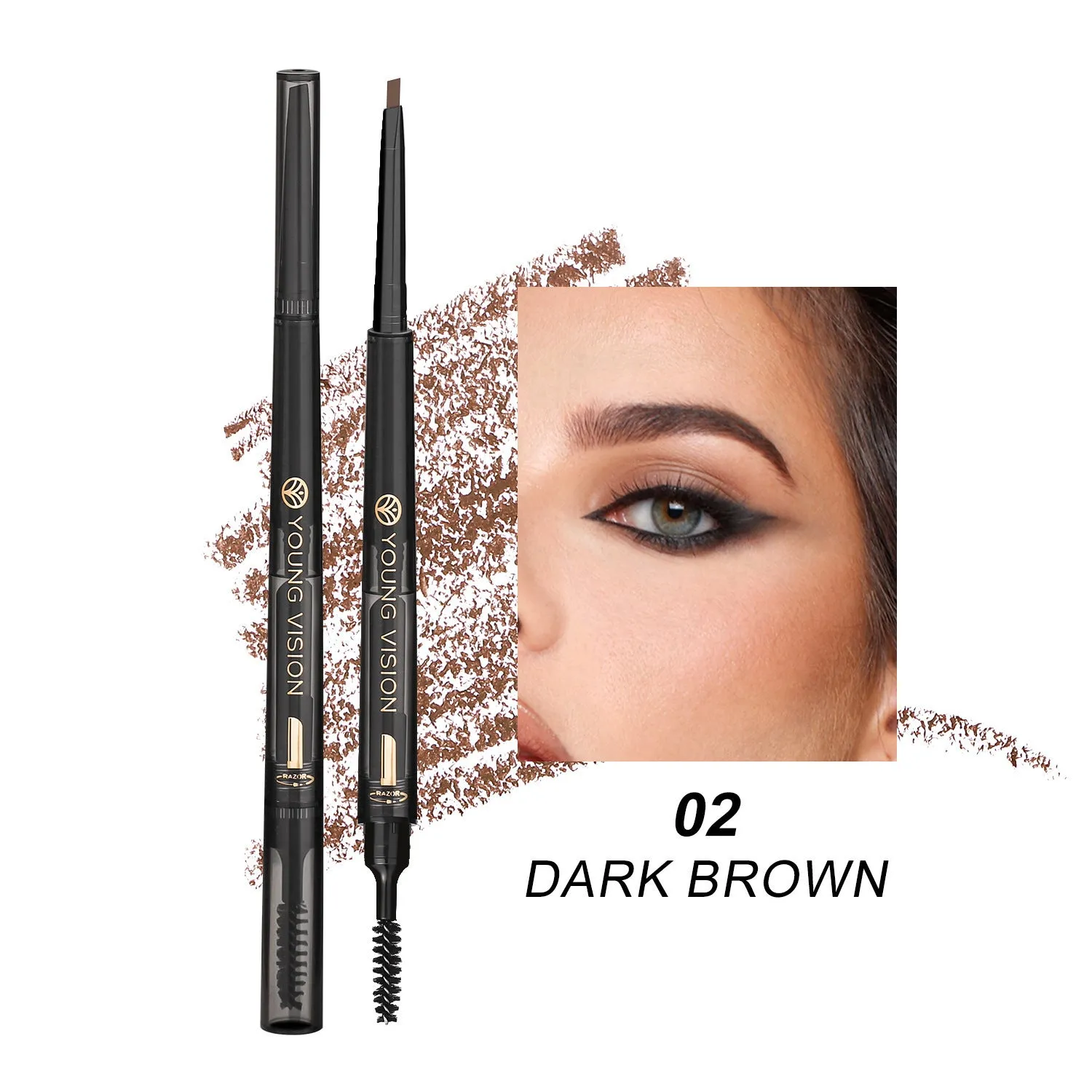 Fog Sense three in one eyebrow pencil in grey shade with waterproof smear-proof formula, 16.5cm long
