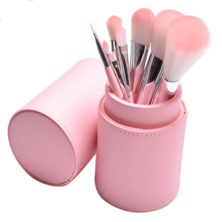 8-piece makeup brush set with nylon bristles, wooden handles, foundation blush and eye shadow brushes in multiple colours