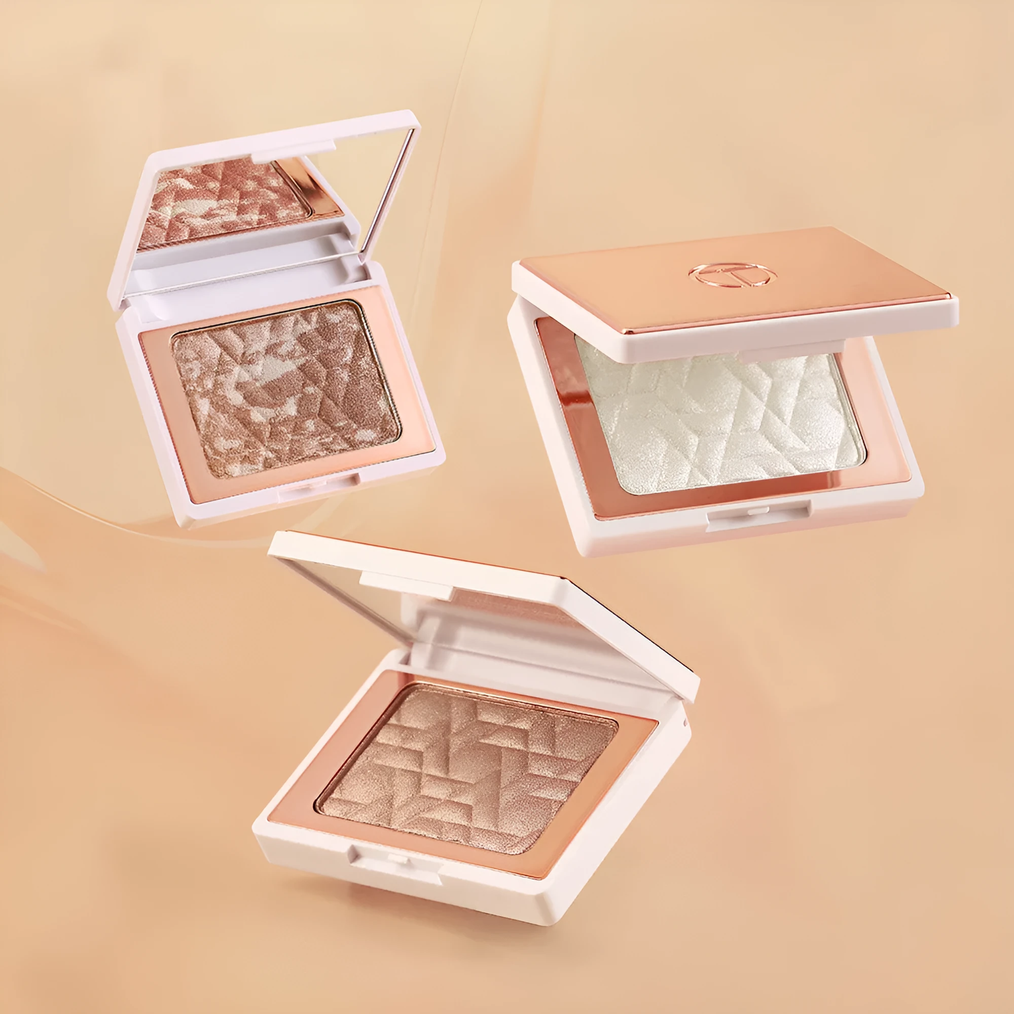 Star Shattered Glitter Highlighter Face Makeup Blush Palette 81g White Rose Series three shades