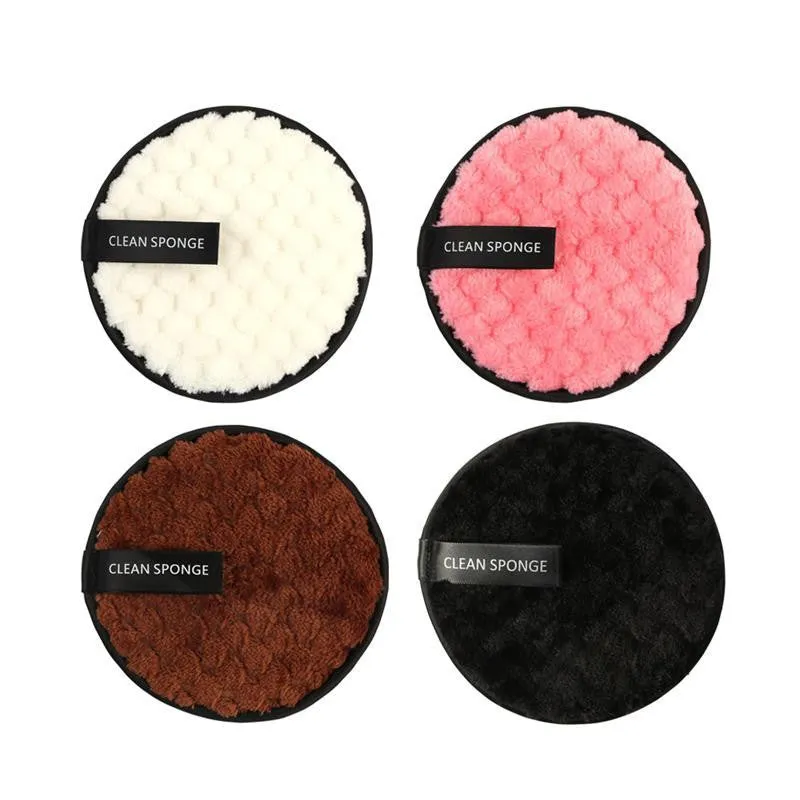 Clear water makeup puff in white, pink, and brown synthetic sponge, 12cm diameter