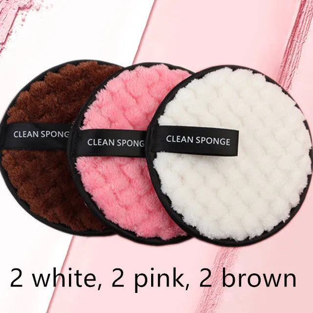 Clear water makeup puff in white, pink, and brown synthetic sponge, 12cm diameter