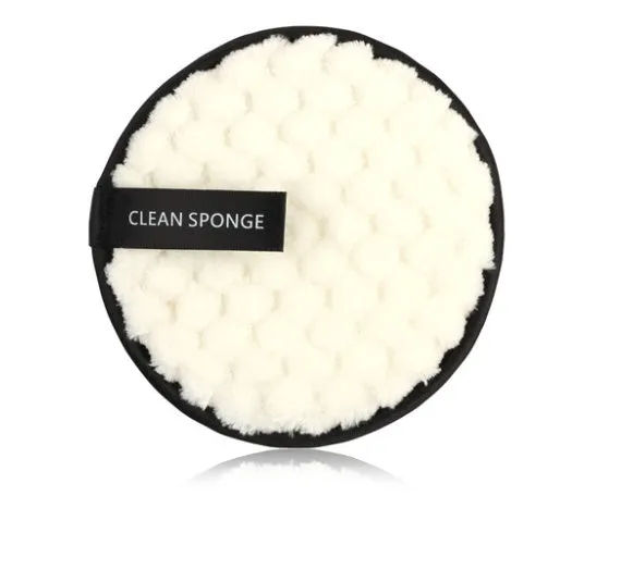 Clear water makeup puff in white, pink, and brown synthetic sponge, 12cm diameter