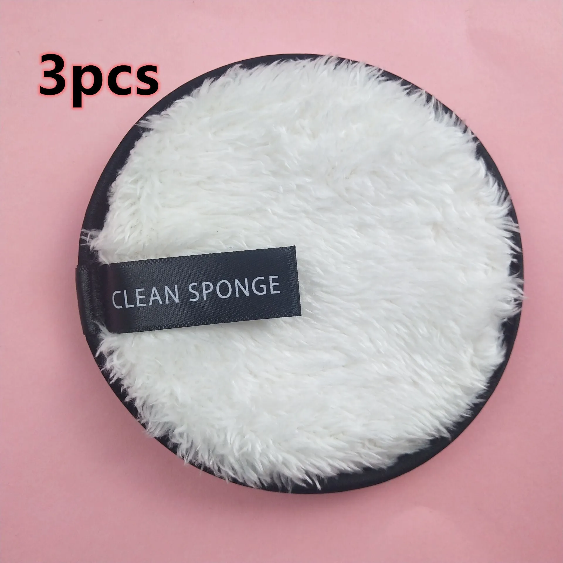 Clear water makeup puff in white, pink, and brown synthetic sponge, 12cm diameter