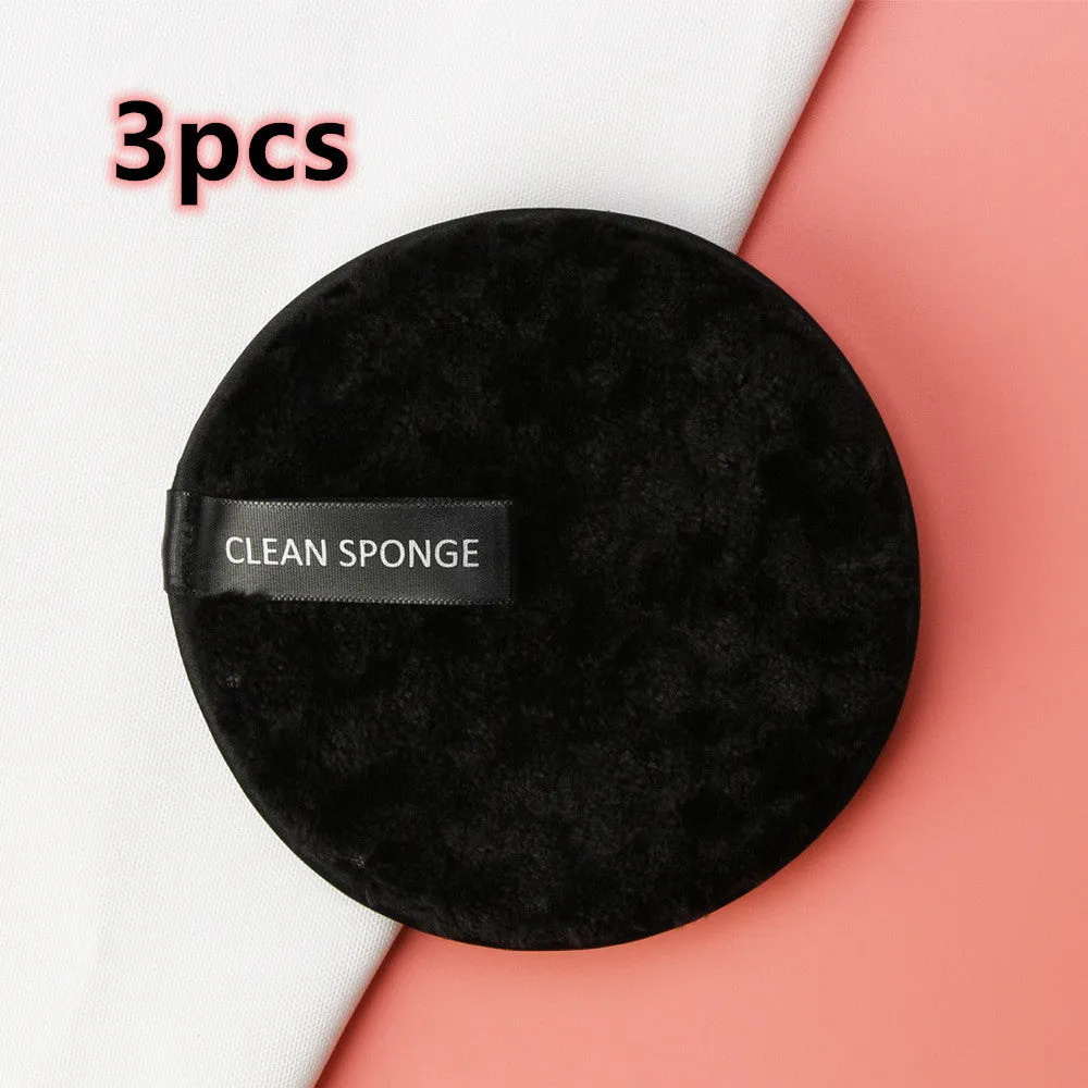 Clear water makeup puff in white, pink, and brown synthetic sponge, 12cm diameter