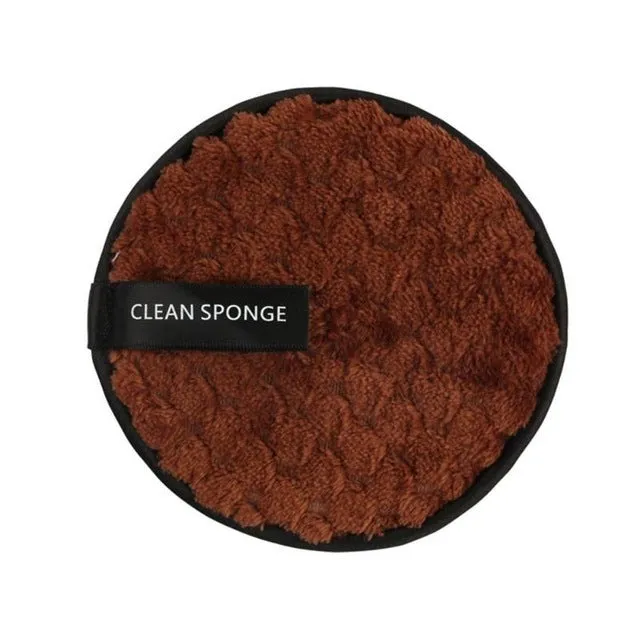 Clear water makeup puff in white, pink, and brown synthetic sponge, 12cm diameter