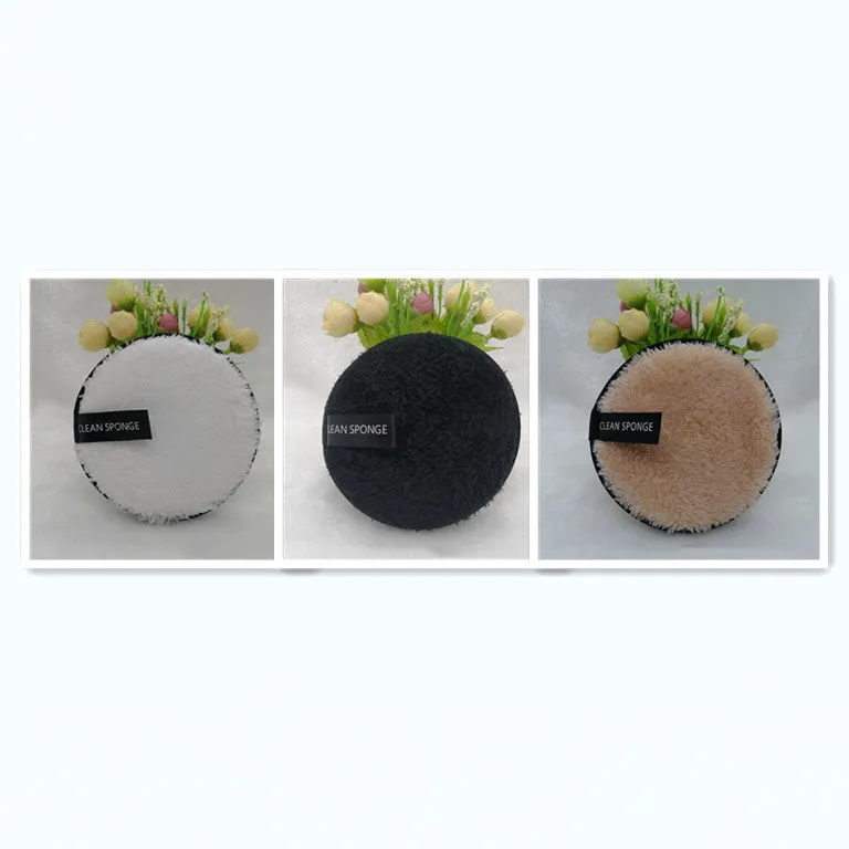 Clear water makeup puff in white, pink, and brown synthetic sponge, 12cm diameter