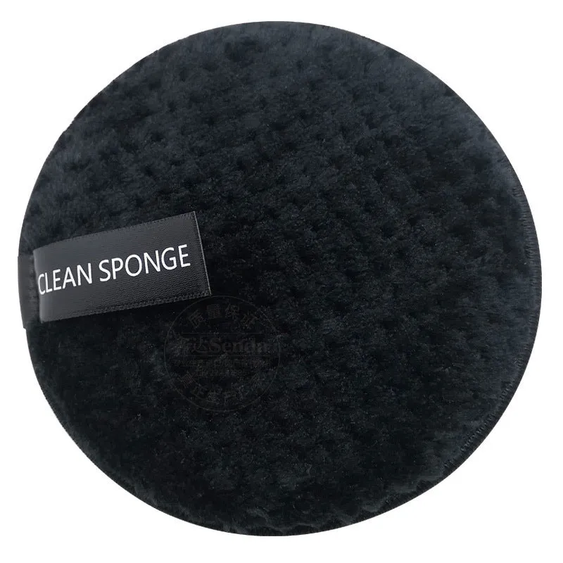 Clear water makeup puff in white, pink, and brown synthetic sponge, 12cm diameter