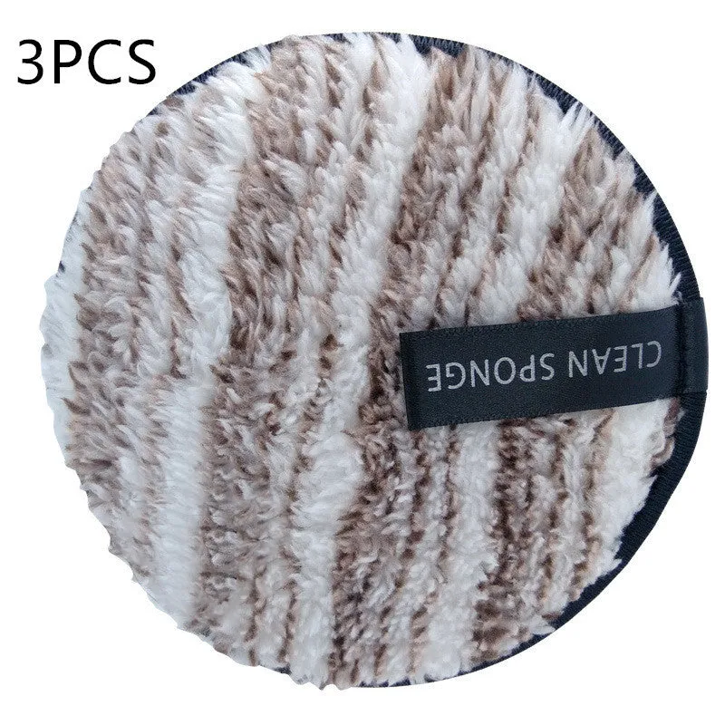 Clear water makeup puff in white, pink, and brown synthetic sponge, 12cm diameter