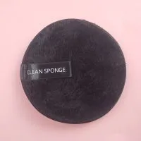 Clear water makeup puff in white, pink, and brown synthetic sponge, 12cm diameter