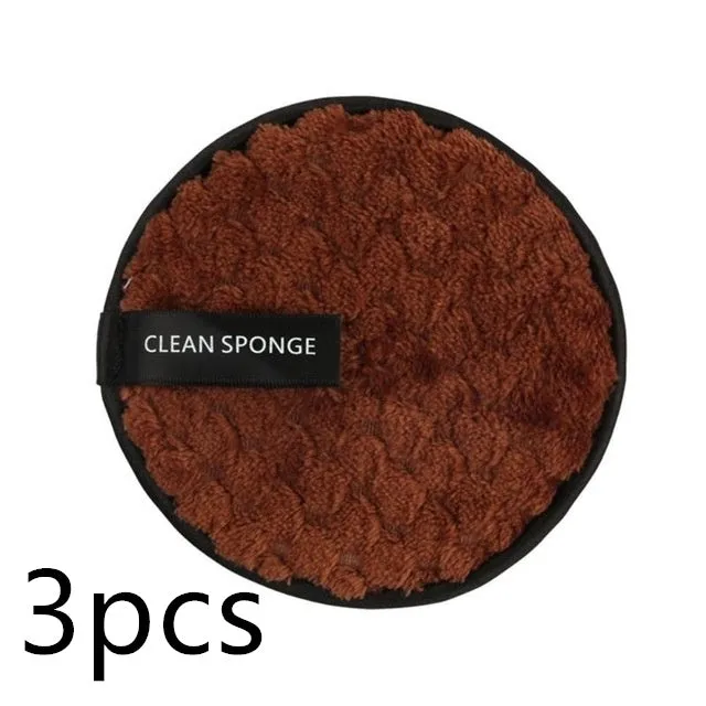 Clear water makeup puff in white, pink, and brown synthetic sponge, 12cm diameter