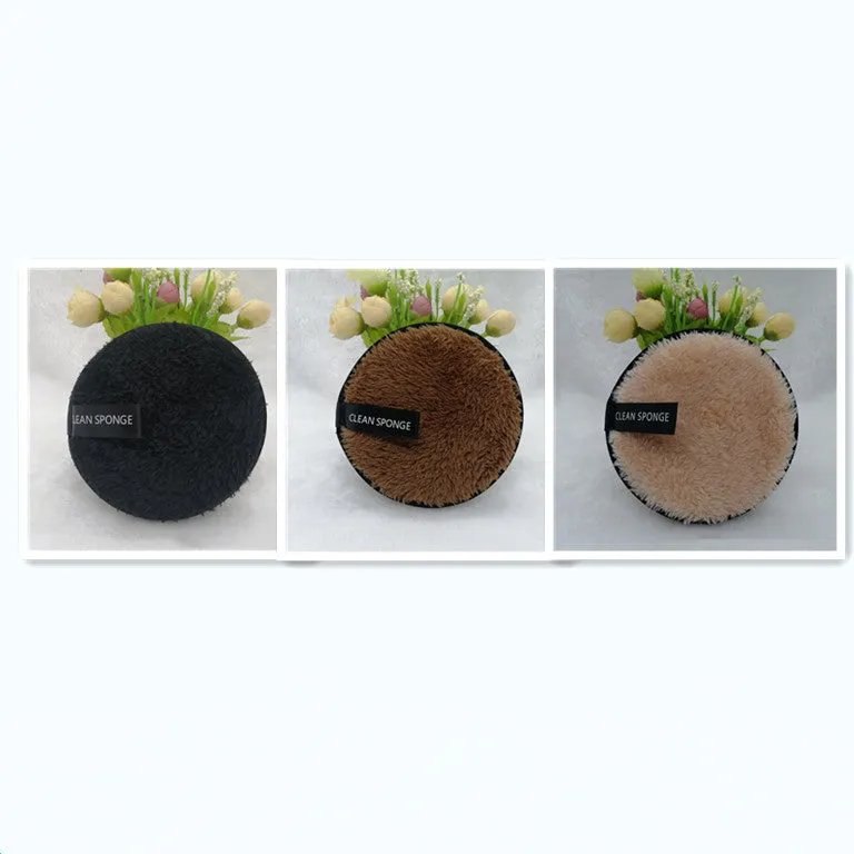 Clear water makeup puff in white, pink, and brown synthetic sponge, 12cm diameter