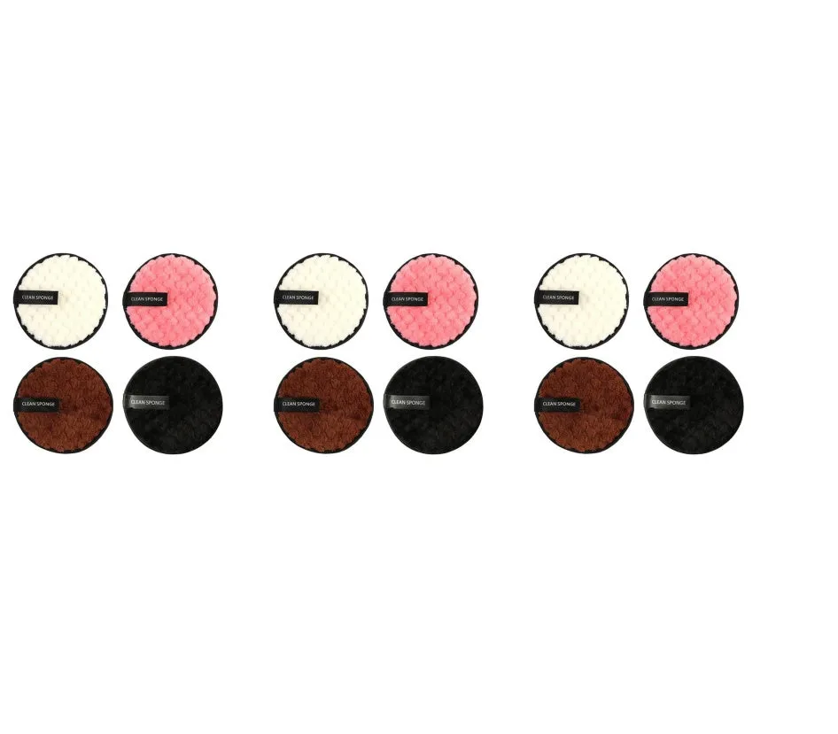 Clear water makeup puff in white, pink, and brown synthetic sponge, 12cm diameter
