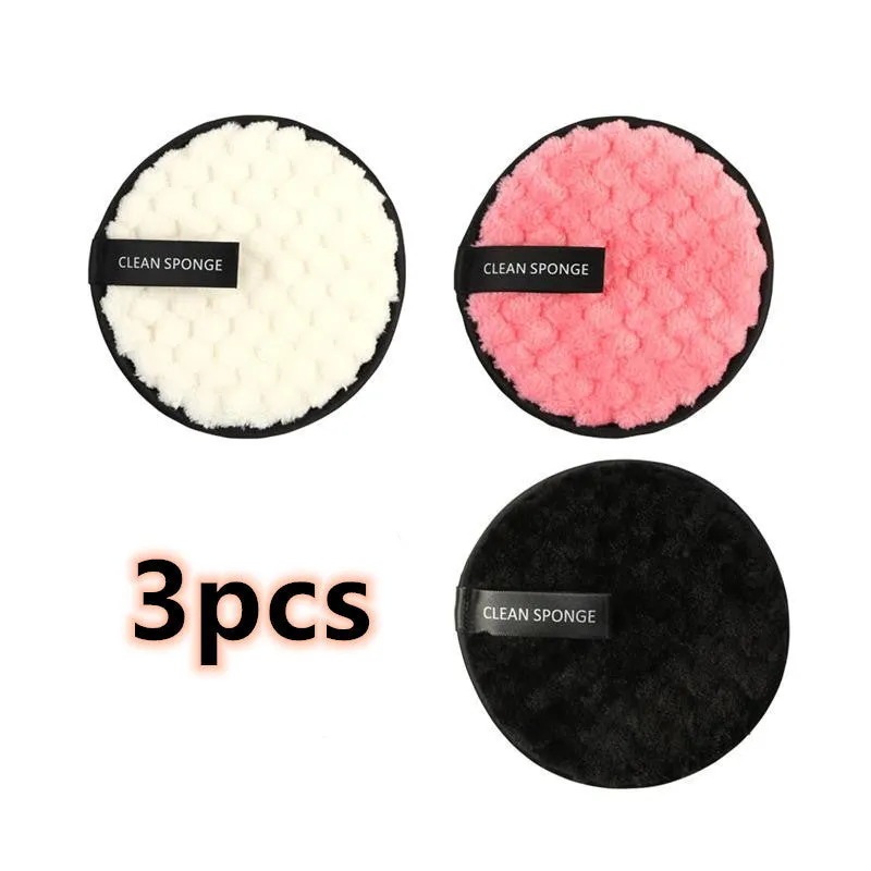 Clear water makeup puff in white, pink, and brown synthetic sponge, 12cm diameter