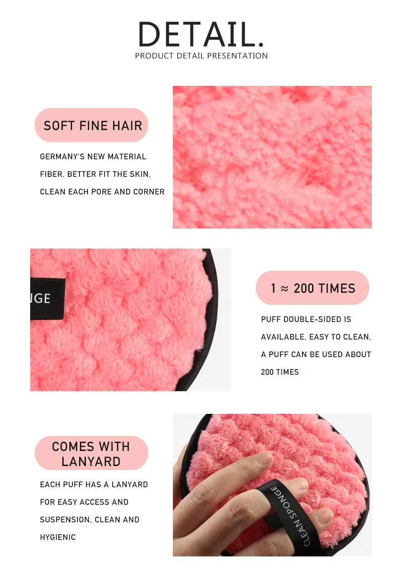 Clear water makeup puff in white, pink, and brown synthetic sponge, 12cm diameter