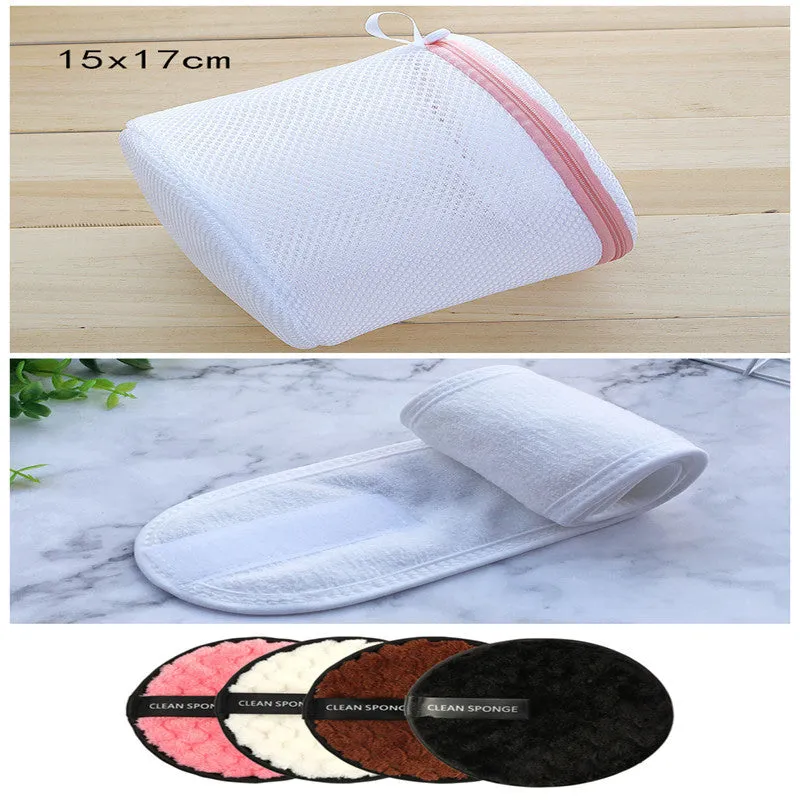 Clear water makeup puff in white, pink, and brown synthetic sponge, 12cm diameter
