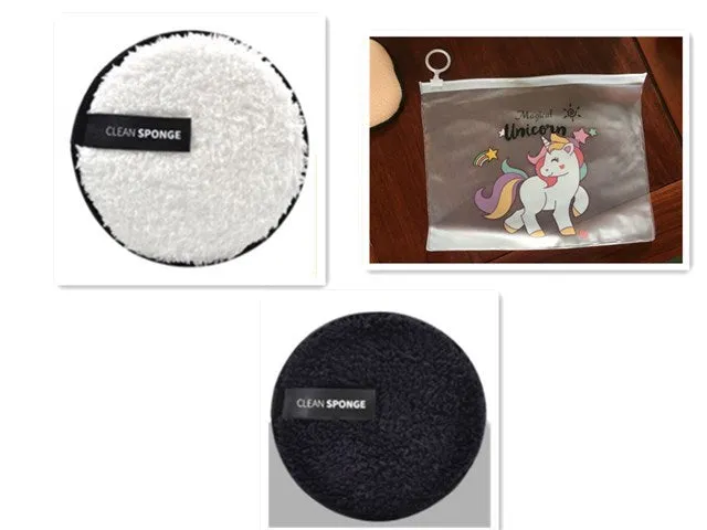 Clear water makeup puff in white, pink, and brown synthetic sponge, 12cm diameter