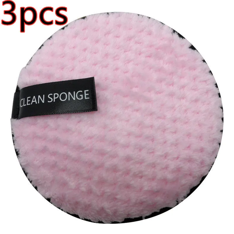 Clear water makeup puff in white, pink, and brown synthetic sponge, 12cm diameter