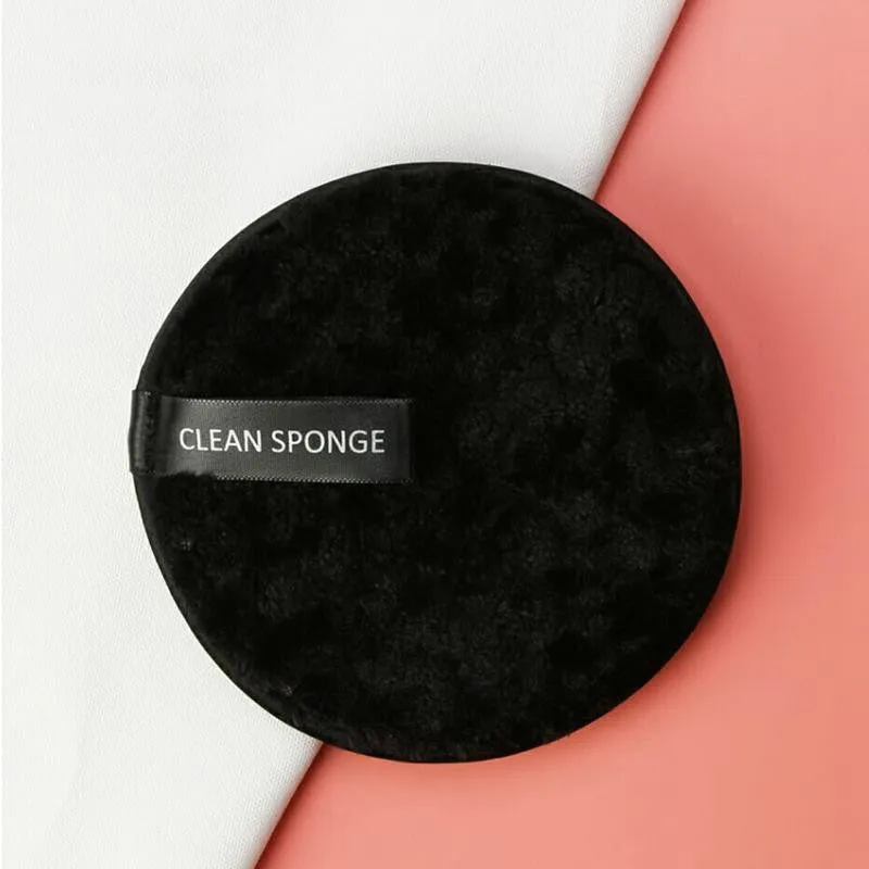 Clear water makeup puff in white, pink, and brown synthetic sponge, 12cm diameter