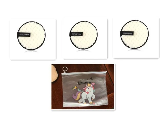 Clear water makeup puff in white, pink, and brown synthetic sponge, 12cm diameter