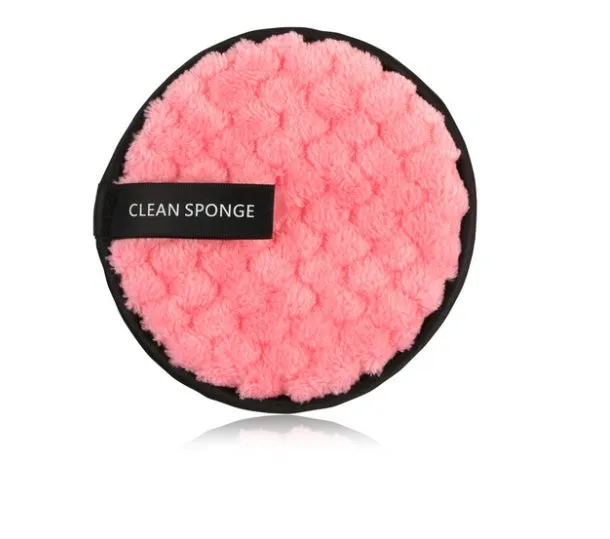 Clear water makeup puff in white, pink, and brown synthetic sponge, 12cm diameter
