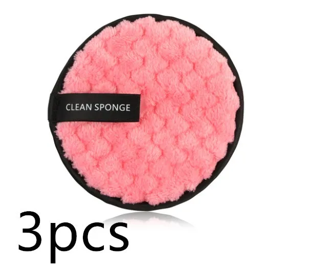 Clear water makeup puff in white, pink, and brown synthetic sponge, 12cm diameter