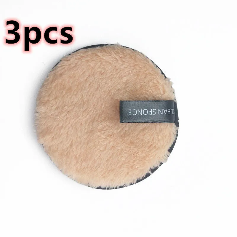 Clear water makeup puff in white, pink, and brown synthetic sponge, 12cm diameter