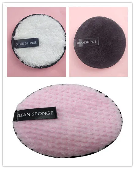 Clear water makeup puff in white, pink, and brown synthetic sponge, 12cm diameter