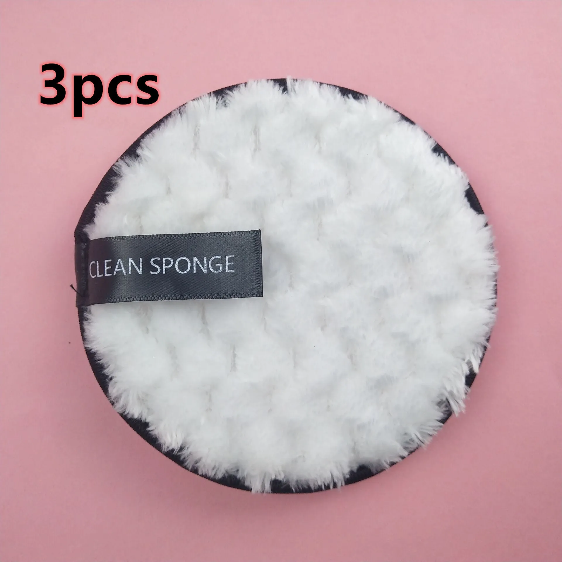 Clear water makeup puff in white, pink, and brown synthetic sponge, 12cm diameter