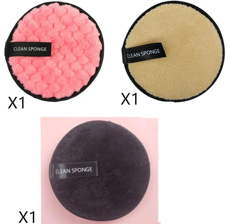 Clear water makeup puff in white, pink, and brown synthetic sponge, 12cm diameter