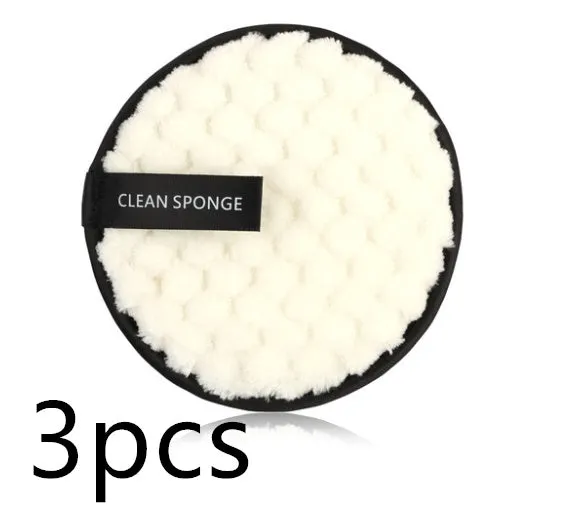 Clear water makeup puff in white, pink, and brown synthetic sponge, 12cm diameter