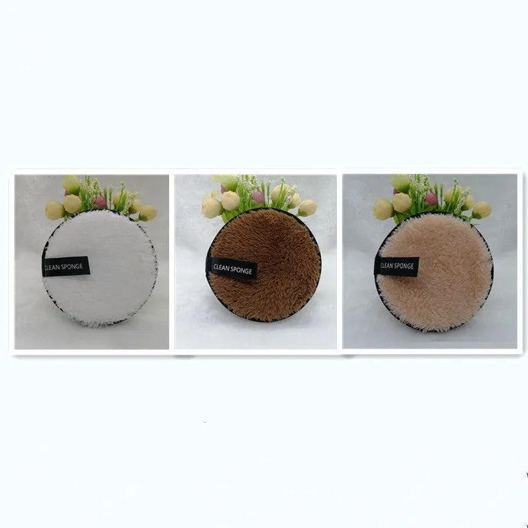 Clear water makeup puff in white, pink, and brown synthetic sponge, 12cm diameter