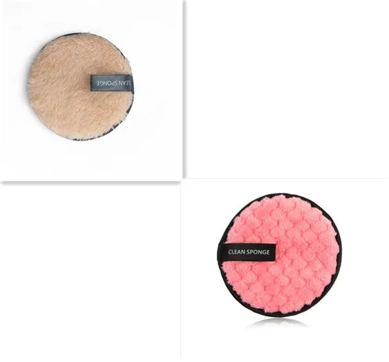 Clear water makeup puff in white, pink, and brown synthetic sponge, 12cm diameter