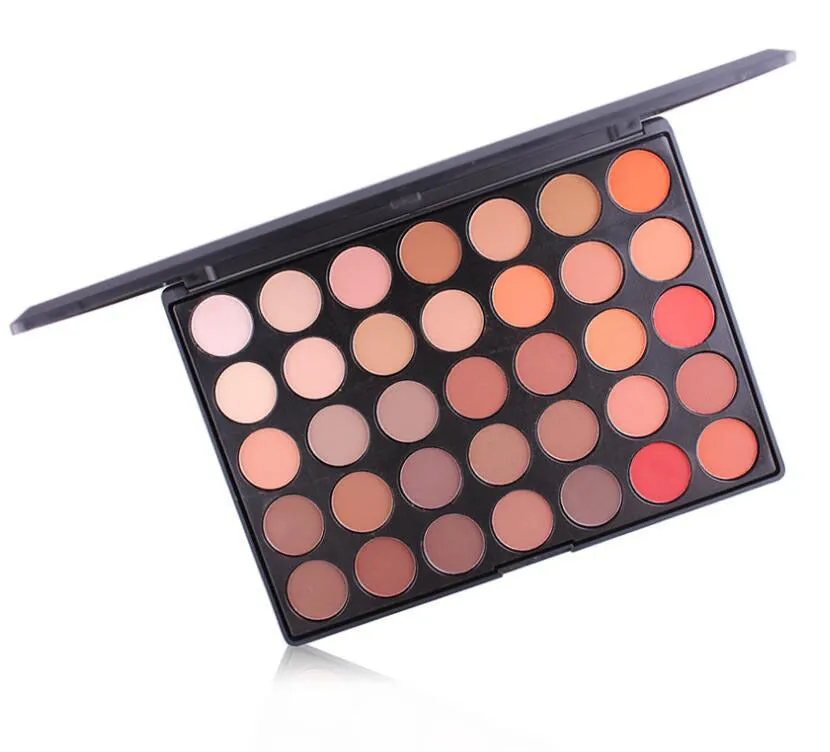 New 35 Colours Shimmer Matte Shadow Eyeshadow Palette in black plastic compact with clear lid window